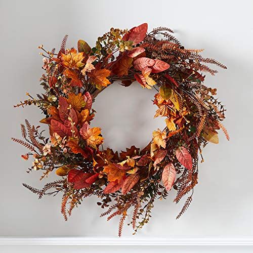 Lights4fun Herfstkrans deurkrans 61 cm herfstdecoratie