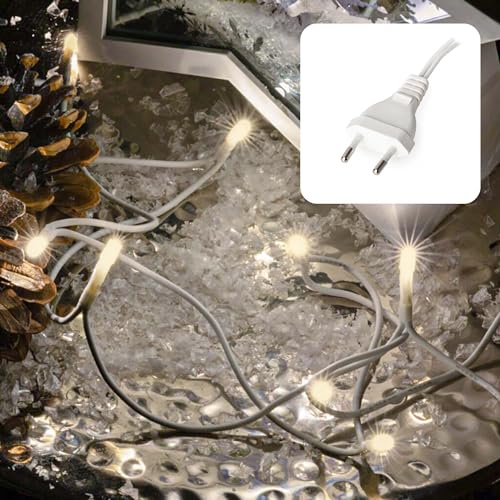 Hellum LED mini lichtketting binnen, 2,85 m lichtlengte 20 LED lichtketting binnen, LED klassiek warm wit lichtketting met stekker, kerstboom lichtketting stroomkabel wit, stekker 1,5 m, 579116