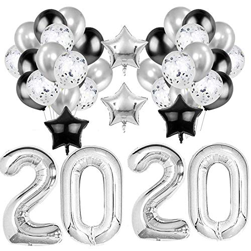 Chnegral 1Sets 2020 Afstuderen Party Set Afstuderen Trek Vlag Afstuderen Ballon Combinatie Afstuderen Decoratie-Zilver