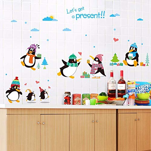 JIAPAI Pinguïn Koelkast Stickers Keuken Stickers Kids Baby Kamers Behang Vinyl Muurstickers Home Decor Poster Decoratie