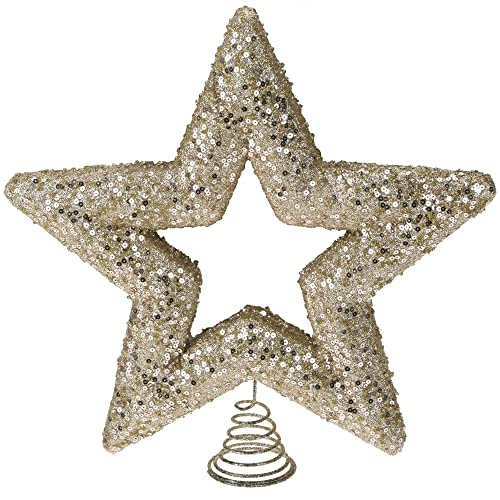 com-four ® Kerstboomtop glitter ster Kerstboomtop voor in de kerstboom geschikt voor elke kerstboom ster om neer te zetten voor de kerst (goudkleurig 28cm)