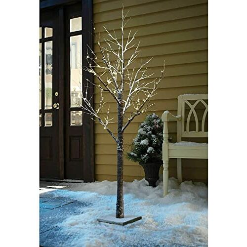 Marco Paul Interiors Marco Paul Kerst 150 cm Boom Sneeuweffect Oplichten Xmas 150 cm Twig Boom met 96 Warm Wit LED Lichten Indoor Outdoor Gebruik Feestelijke Decoratieve Pre-Lit Boom Rustieke Boom Verlichting