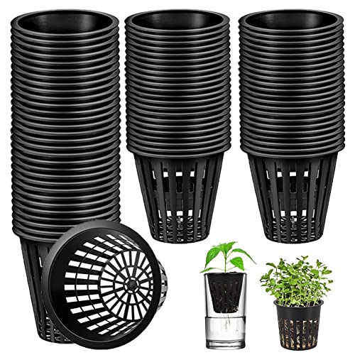 SAIJIAN 60 stuks hydrocultuur netpotten 5,5 cm watercultuur plantenmand tuinnetbeker hydrocultuur plantennet kunststof hydrocultuur net pot emmer mand zwart