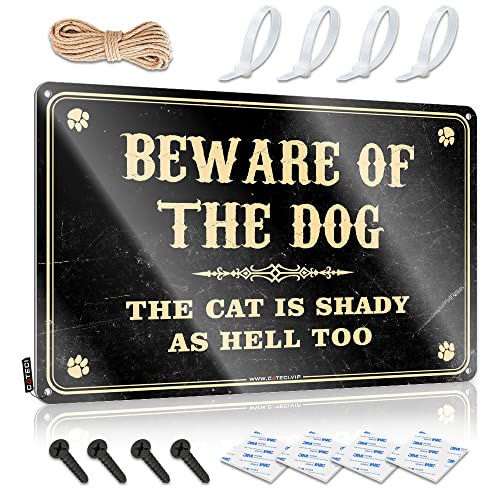 PITFS Grappige keuken tinnen borden pas op voor hond, de kat is schaduwrijk als de hel te tinnen bord garage decor voor mannen vintage grappig tinnen bord (maat: 20 x 30 cm)