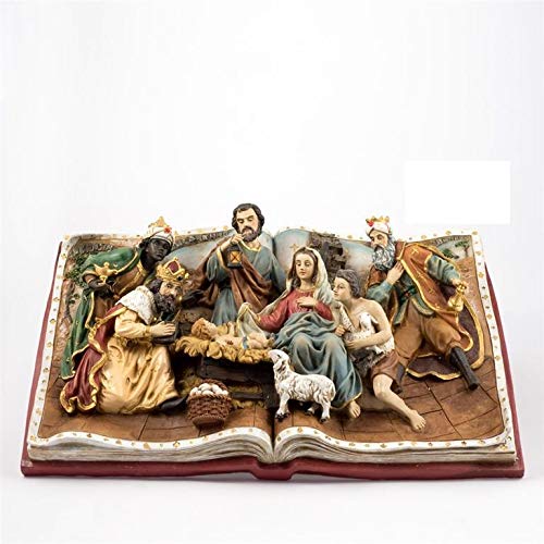 DRW Kribbe in boek met koningen van kunsthars, 43 cm