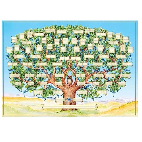 Whisskly Genealogisch boombord om te vullen, genealogie poster met 6 generaties, blanco voorouderschapsbord, vullen, cadeau voor wanddecoratie, lijst voor familielid B