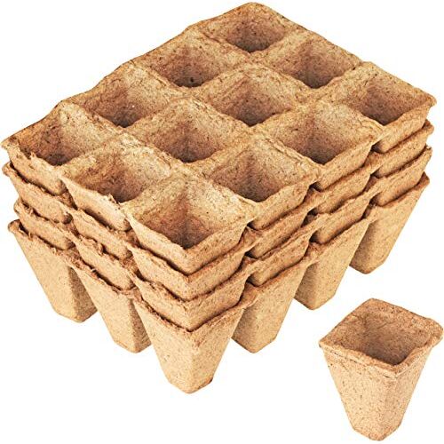 Connex FLOR79115 Kweekpotten, 4 x 4 cm, praktische set met 48 stuks, 100% turfvrij, van PEFC-gecertificeerde cellulose, biologisch afbreekbaar, plantenpot, zaaipot, plantenkweekt, plantenkweek