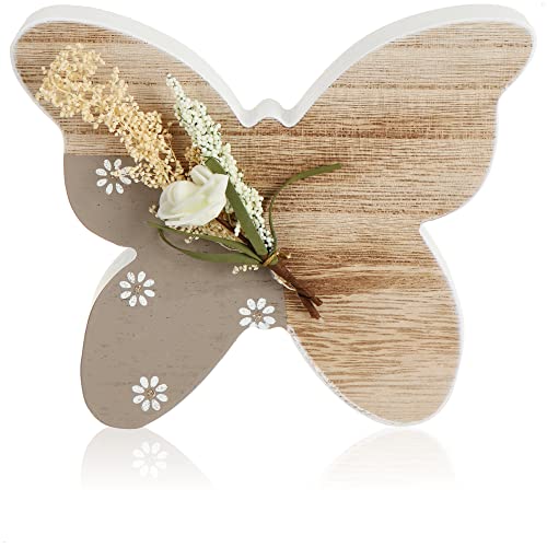 com-four ® decoratief figuur van hout vlinder voor lentedecoratie display voor Pasen, lente, zomerdecoratie licht houten figuur paasdecoratie (1 stuk vlinderhout)