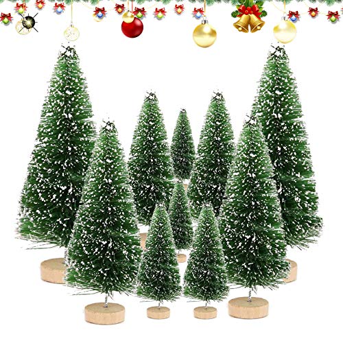 Shengruili 10 stuks mini-dennenboomdecoratie, kleine dennenboomdecoratie, kunstzinnige kerstdecoratie, groene mini-kerstboom, kerstboom, kunstkerstboom voor tafeldecoratie, doe-het-zelf, etalage, cadeau