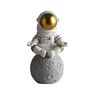 QOTSTEOS Astronaut beeldje, 20 x 14 cm hars astronaut standbeelden, astronaut planeet standbeelden figuur ornament, desktop decor home decor (goud, maat: mediteren)