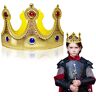 VIKSAUN King Crown Hat Golden King Kronen, Kronen Party Hoed, Verjaardagsfeestje Kronen, Doek Gouden Kroning Kroon met Edelstenen, Kings Charles Kroning Party Decoraties, Geboorte Carnaval (1 stuks)