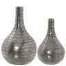 DRW set van 2 vazen van keramiek met motieven in zilver 33 x 42 cm, 21 x 33 cm en 27 x 42 cm