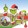 CCTO 2021 Kerstversiering, Grinch Kerstversiering Grinch Fence Peeker Ornamenten Winter Yard Muurborden Cadeau voor Kerstdag, Outdoor Kerstversiering, Kerstfilms