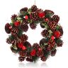 com-four ® Kerstdeurkrans Adventskrans met rode bloemen en paddenstoelen decoratie en tafelkrans voor herfst en kerst liefdevol handgemaakt (Adventskrans rode bloem XL)