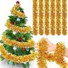 Diko 6 stuks 2 m kerst lamettaslinger, glanzende slinger, metallic, slinger, kerstslinger, glanzende slinger, metallic voor Kerstmis, bruiloft, verjaardag, feest (A)