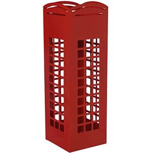 DRW Paraplustandaard, rood, metaal, 15,5 x 15,5 x 49 cm, met haken voor kleine paraplu's en wateropvangbak DRW Paraplustandaard, rood, metaal, 15,5 x 15,5 x 49 cm, met haken voor kleine paraplu's en wateropvangbak