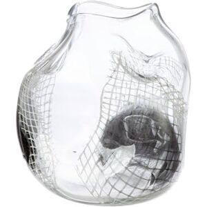 Glas Art vaas Grid helder, zwart gekleurd glas hoogte 22cm waterdichte tafelvaas Glas Art vaas Grid helder, zwart gekleurd glas hoogte 22cm waterdichte tafelvaas