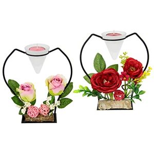 Rose Kaarsenhouder van I.GE.A. - Glas, Metaal, Kunststof - Set van 2 Rose Kaarsenhouder van I.GE.A. - Glas, Metaal, Kunststof - Set van 2