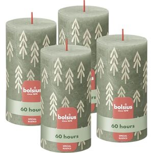Bolsius Rustieke stompkaarsen Groen met dennen print 4 stuks 13 x 7 cm Brandduur 60 uur Huishoudelijke kaars Bevat natuurlijke plantaardige was Zonder palmolie Bolsius Rustieke stompkaarsen Groen met dennen print 4 stuks 13 x 7 cm Brandduur 60 uur Huishoudelijke kaars Bevat natuurlijke plantaardige was Zonder palmolie