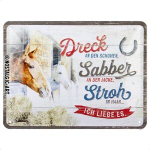 ART Retro metalen bord, 15 x 20 cm, vuil, sabber, stro – cadeau-idee voor paardeneigenaren, van metaal, vintage design met spreuk ART Retro metalen bord, 15 x 20 cm, vuil, sabber, stro – cadeau-idee voor paardeneigenaren, van metaal, vintage design met spreuk