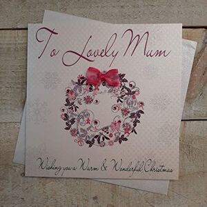 WHITE COTTON CARDS Mit Lovely Mum, handgemaakte kerstkaart, roze krans WHITE COTTON CARDS Mit Lovely Mum, handgemaakte kerstkaart, roze krans