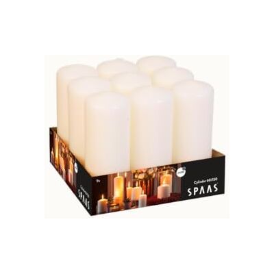Spaas 9-pack stompkaars 60/150 mm - Ivoor - Kaars Spaas 9-pack stompkaars 60/150 mm - Ivoor - Kaars