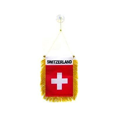 AZ FLAG Switzerland Mini Banner 6'' x 4'' 100% Polyester Swiss Small Pennant for Car Double-sided Flag with Suction Cup Hanger AZ FLAG Switzerland Mini Banner 6'' x 4'' 100% Polyester Swiss Small Pennant for Car Double-sided Flag with Suction Cup Hanger