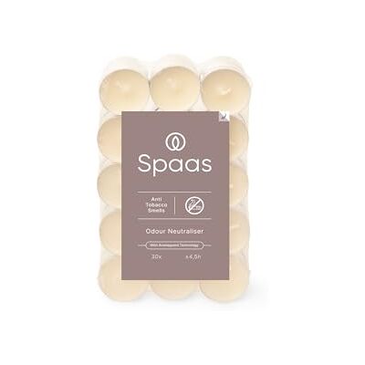 Spaas 30 Anti-tabak theelichten, ± 4,5 uur ivoor Spaas 30 Anti-tabak theelichten, ± 4,5 uur ivoor