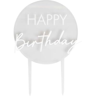 Ginger Ray CN-122 Cake Topper-Gelukkige Verjaardag Dubbel Gelaagd Acryl-Helder & Wit, Duidelijk, Wit Ginger Ray CN-122 Cake Topper-Gelukkige Verjaardag Dubbel Gelaagd Acryl-Helder & Wit, Duidelijk, Wit