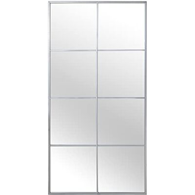 DRW Rechthoekige wandspiegel van zilverkleurig metaal, 80 x 2 x 160 cm DRW Rechthoekige wandspiegel van zilverkleurig metaal, 80 x 2 x 160 cm
