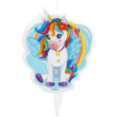 dekora Verjaardagskaars Geurloos Unicorn Tesia 2D Kaars Met Plastic Basis dekora Verjaardagskaars Geurloos Unicorn Tesia 2D Kaars Met Plastic Basis