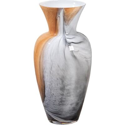 ART Decoratieve grote vaas, bloemenvaas, glazen vaas van gekleurd glas, decoratie, woonkamercadeau voor vrouwen, hoogte 50 cm, bruin/wit ART Decoratieve grote vaas, bloemenvaas, glazen vaas van gekleurd glas, decoratie, woonkamercadeau voor vrouwen, hoogte 50 cm, bruin/wit