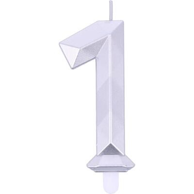 Graziano Zilveren nummer 1 verjaardag kaars Graziano Zilveren nummer 1 verjaardag kaars