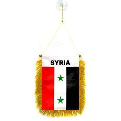 AZ FLAG Syria Mini Banner 6'' x 4'' 100% Polyester Syrian Small Pennant for Car Double-sided Flag with Suction Cup Hanger AZ FLAG Syria Mini Banner 6'' x 4'' 100% Polyester Syrian Small Pennant for Car Double-sided Flag with Suction Cup Hanger