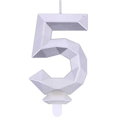 Graziano - Cande Num 5 - Silver - 7.5cm - Verjaardagskaars Graziano - Cande Num 5 - Silver - 7.5cm - Verjaardagskaars