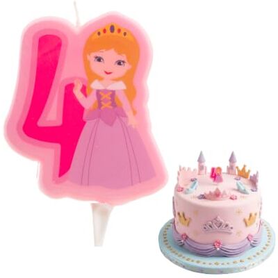 dekora Verjaardagskaars Prinses Nummer 4 voor Taart 7 cm Prinses kaars nummer 4, taartdecoratie voor kinderen geschikt voor contact met voeding dekora Verjaardagskaars Prinses Nummer 4 voor Taart 7 cm Prinses kaars nummer 4, taartdecoratie voor kinderen geschikt voor contact met voeding