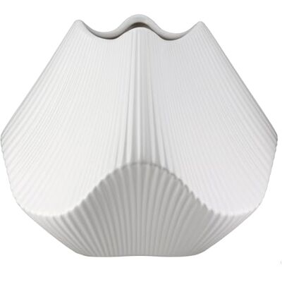 GILDE Vaas lamellen mat wit keramiek hoogte 19cm x breedte 22cm decoratieve vaas GILDE Vaas lamellen mat wit keramiek hoogte 19cm x breedte 22cm decoratieve vaas