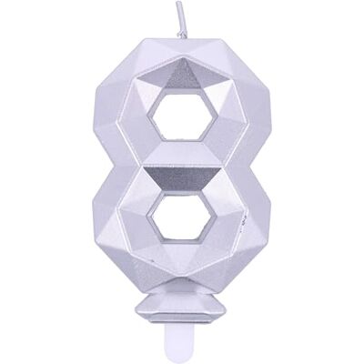 Graziano - Candelina 8 - Silver Diamond - Birthday Candle Graziano - Candelina 8 - Silver Diamond - Birthday Candle