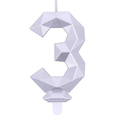 Graziano - Candelina 3 - Diamant Zilver - 7,5 cm - Candle Graziano - Candelina 3 - Diamant Zilver - 7,5 cm - Candle