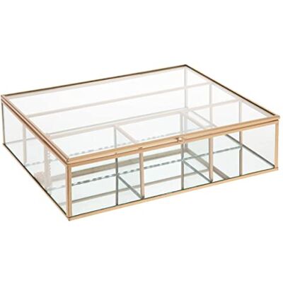 ATMOSPHERA CREATEUR D'INTERIEUR Sieradendoosje "Mood" – glas en metaal – goudkleurig – 27 x 7 – 5 cm – sfeer voor gebruik binnenshuis ATMOSPHERA CREATEUR D'INTERIEUR Sieradendoosje "Mood" – glas en metaal – goudkleurig – 27 x 7 – 5 cm – sfeer voor gebruik binnenshuis