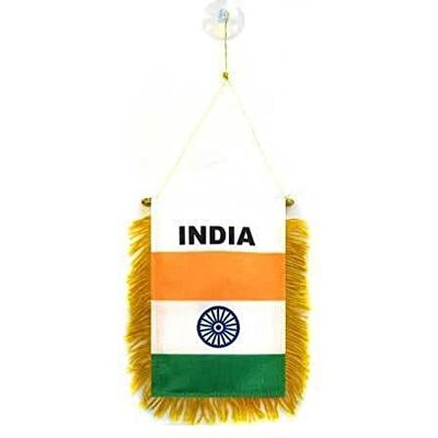 AZ FLAG India Mini Banner 6'' x 4'' 100% Polyester Indian Small Pennant for Car Double-sided Flag with Suction Cup Hanger AZ FLAG India Mini Banner 6'' x 4'' 100% Polyester Indian Small Pennant for Car Double-sided Flag with Suction Cup Hanger