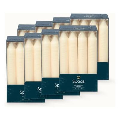 Spaas 64 Mini Geurloze Dinerkaarsen, 21/150mm, ± 5 uur, Ivoor Spaas 64 Mini Geurloze Dinerkaarsen, 21/150mm, ± 5 uur, Ivoor