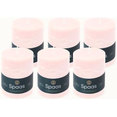 Spaas 6 Geurloze Rustieke Stompkaarsen, 80/110mm, ± 65 uur, Lichtroze Spaas 6 Geurloze Rustieke Stompkaarsen, 80/110mm, ± 65 uur, Lichtroze