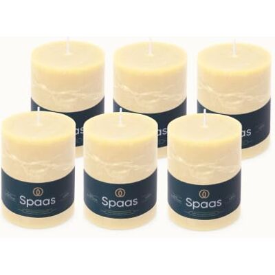 Spaas 6 Geurloze Rustieke Stompkaarsen, 80/110mm, ± 65 uur, Ivoor Spaas 6 Geurloze Rustieke Stompkaarsen, 80/110mm, ± 65 uur, Ivoor