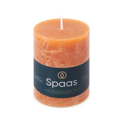 Spaas Rustieke Pillarkaars 70/95 mm 35u, Oranje Spaas Rustieke Pillarkaars 70/95 mm 35u, Oranje