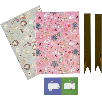 Grupo Erik : Harry Potter Cadeaupapierset, 2 vellen van 50 x 70 cm + gepersonaliseerde band en stickers, cadeaupakketten, cadeaukaart voor jongens of meisjes Grupo Erik : Harry Potter Cadeaupapierset, 2 vellen van 50 x 70 cm + gepersonaliseerde band en stickers, cadeaupakketten, cadeaukaart voor jongens of meisjes