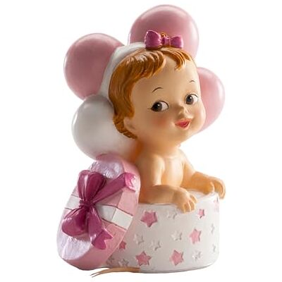 dekora Details doop Decoratie Figuur Doop Meisje Baby met Gift en Ballonnen dekora Details doop Decoratie Figuur Doop Meisje Baby met Gift en Ballonnen