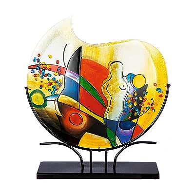 ART Decoratieve vaas van glas op metalen voet, decoratie voor de woonkamer, cadeaus voor vrouwen, verjaardag, Kerstmis, meerkleurig, hoogte 53 cm ART Decoratieve vaas van glas op metalen voet, decoratie voor de woonkamer, cadeaus voor vrouwen, verjaardag, Kerstmis, meerkleurig, hoogte 53 cm