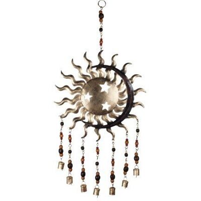DRW Hanger zon met gouden klokken, luchtgeluid, 60 x 30 x 1,5 cm DRW Hanger zon met gouden klokken, luchtgeluid, 60 x 30 x 1,5 cm