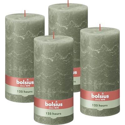 Bolsius Rustieke stompkaars XXL Groen 4 stuks 20 x 10 cm Decoratieve kaarsen Brandduur 125 uur Geurloos Bevat natuurlijke plantaardige was Zonder palmolie Bolsius Rustieke stompkaars XXL Groen 4 stuks 20 x 10 cm Decoratieve kaarsen Brandduur 125 uur Geurloos Bevat natuurlijke plantaardige was Zonder palmolie
